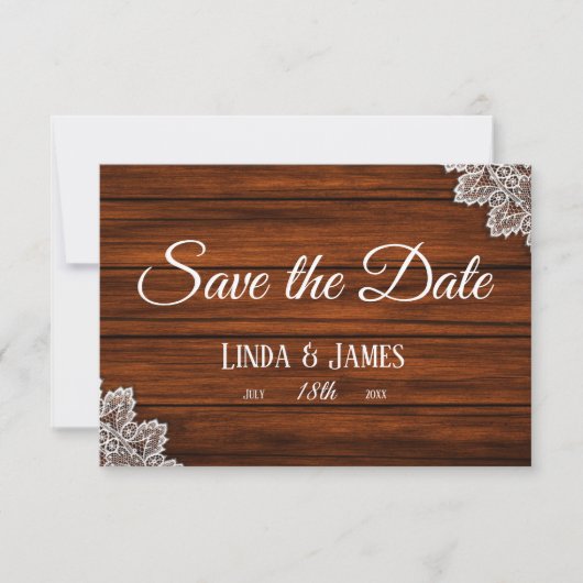 Hout en Rustic Wedding Save the Date Kaart (Voorkant)