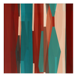 Hout en turkoois acryl muurkunst