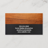 Hout en zwart leder visitekaartje (Achterkant)