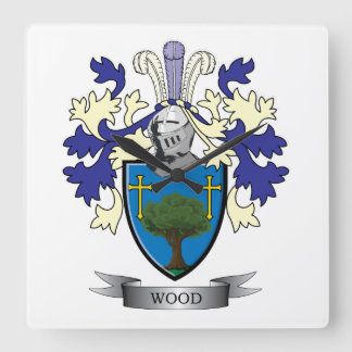 Hout Familie Crest Coat of Arms Vierkante Klok