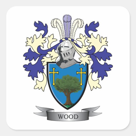 Hout Familie Crest Coat of Arms Vierkante Sticker (Voorkant)