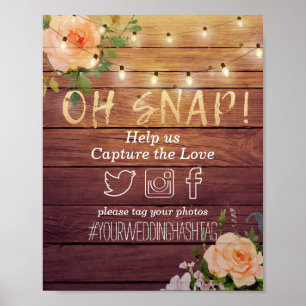 Hout Floral String Lights Oh Snap Hashtag Weddensc Poster