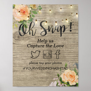 Hout Floral String Lights Oh Snap Hashtag Weddensc Poster