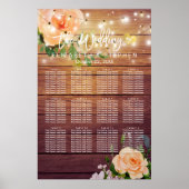 Hout Floral String Lights Wedding Seding Chart Poster (Voorkant)