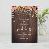 Hout Foliage leveert String Lights Fall Wedding Kaart (Staand voorkant)