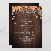 Hout Foliage leveert String Lights Fall Wedding Kaart (Voorkant / Achterkant)