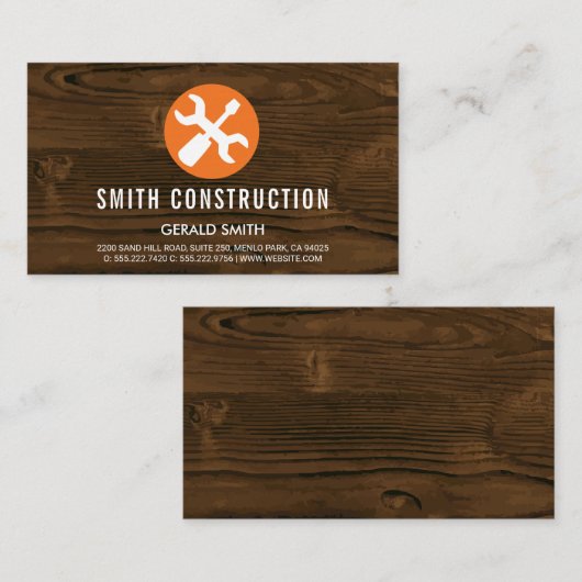 Hout | Gereedschap voor de bouw Visitekaartje (Voorkant / Achterkant)