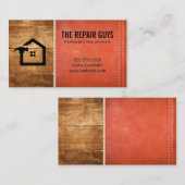 Hout | Gesitteerd leder Visitekaartje (Voorkant / Achterkant)