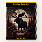 Hout-gesneden elanden in bosrijke omgeving notitieboek (Achterkant)