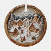 "Hout gesneden" kerst Glas Ornament (Achterkant)