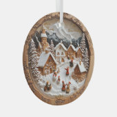 "Hout gesneden" kerst Glas Ornament (Voorkant Rechts)