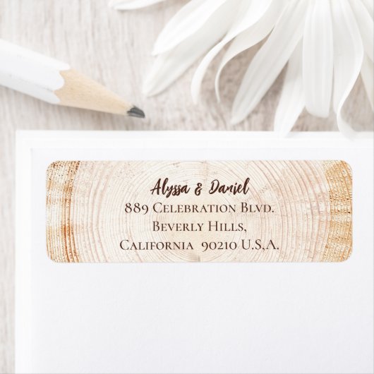 Hout graan boom schors rustieke bruiloft Custom Sc Etiket (Insitu)