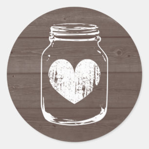 Hout grain land chic mason jar bruiloft stickers