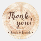 Hout Grain Rustic Wedding Dank je Ronde Sticker (Voorkant)
