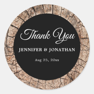 Hout Grain Rustic Wedding Dank je Ronde Sticker