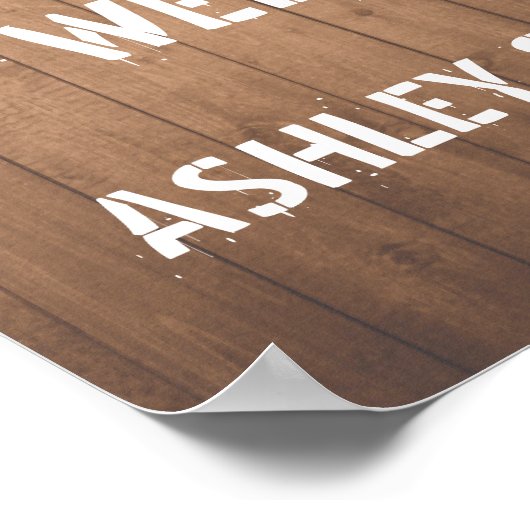 Hout Grain string lichten Welkom trouwbord Poster (Hoek)