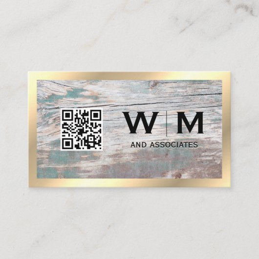 Hout | Gratis randmonogram | QR-code Visitekaartje (Voorkant)