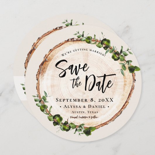 Hout Groen Foliage Handlettering QR code bruiloft Kaart (Voorkant / Achterkant)