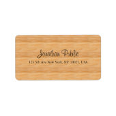 Hout Handgeschreven Script Naam Tekst Elegant Adre Etiket (Voorkant)