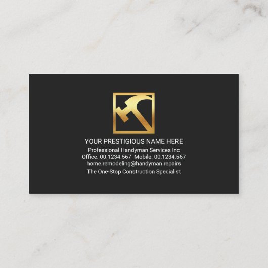 Hout Handyman Constructie Iconen Visitekaartje (Achterkant)