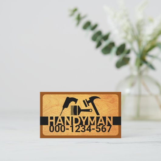 Hout Handyman Gereedschap Signage Visitekaartje (Staand voorkant)