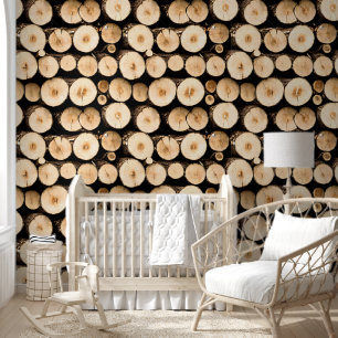 Hout hout stapel bos blokhut patroon rustiek behang