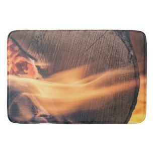 Hout in brand badmat