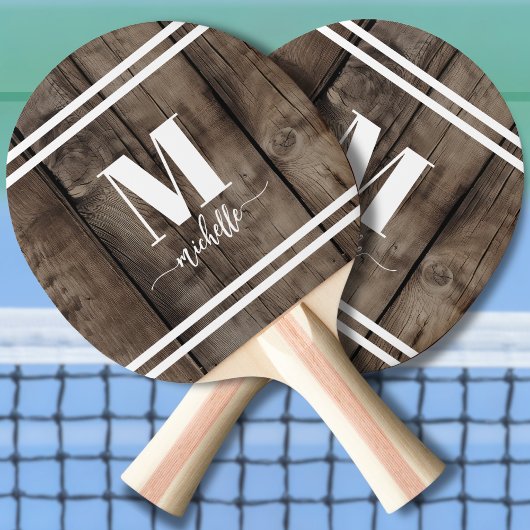 Hout Initiaal monogram Tafeltennisbatje