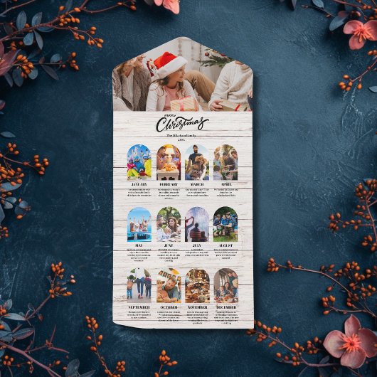 Hout Jaaroverzicht Multi Foto Collage Kerstmis All In One Uitnodiging