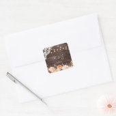 Hout Jean Lace, Blush & Peach Floral Monogram Vierkante Sticker (Envelop)