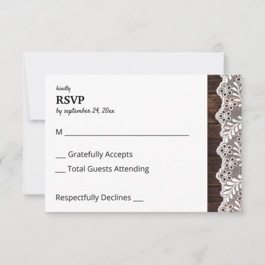 Hout & Kant geen Maaltijd RSVP Kaartje (Voorkant)
