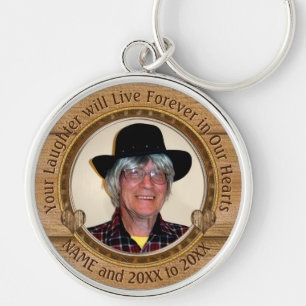 Hout kijk Aangepaste foto Memorial Sleutelhanger