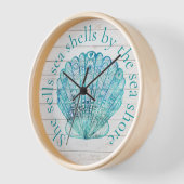 Hout Kijk Aqua Zee Shell Clock (Hoek)