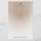 Hout Kijk Elegant Monogrammed Moderne Sjabloon Briefpapier (Voorkant)