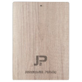 Hout Kijk Monogram Sjabloon Onderdruk Tekstnaam Klembord (Achterkant)