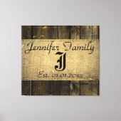 Hout Kijk Rustic Burlap Monogram Canvas Afdruk (Voorkant)