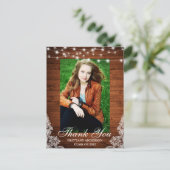 Hout Lace Lights Foto Afstuderen Hartelijk dank Briefkaart (Staand voorkant)