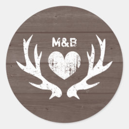 Hout land chique herten gewei bruiloft stickers