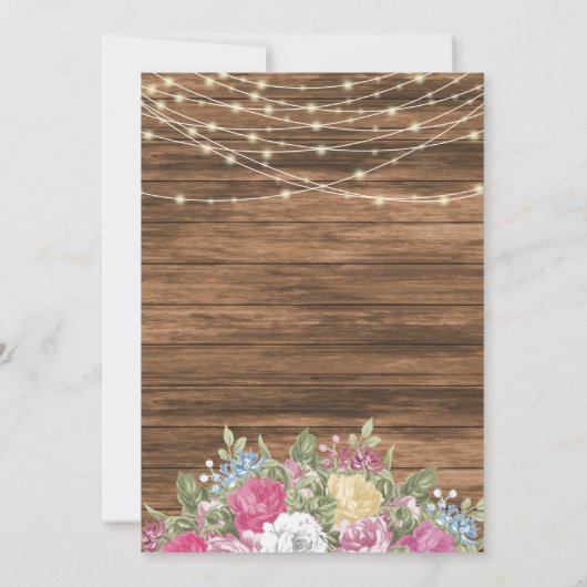 Hout, lantaarn en mooie lente bloem bruiloft kaart (Achterkant)