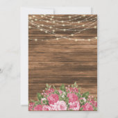 Hout, lantaarns en Mauve roze bloem bruiloft Kaart (Achterkant)