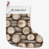 Hout Log Cabin Kerstmis Grote Kerstsok (Voorkant)