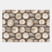 Hout Log Cabin Rood Groen Kerstmis Inpakpapier Vel (Voorkant)