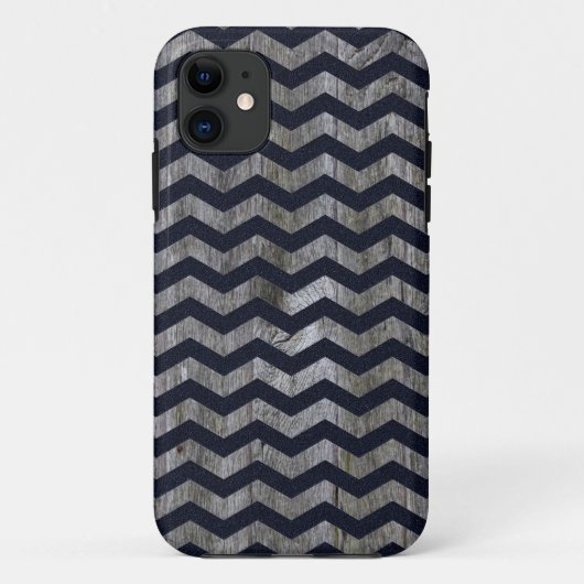 Hout marineblauw zigzag patroon Case-Mate iPhone case (Achterkant)