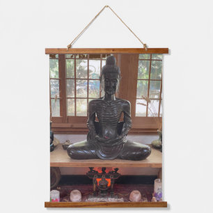 Hout met een wand Thangka "Buddy the Buddha" Hangend Wandkleed