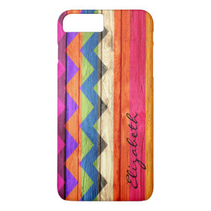 Hout met kleurcode Chevron Stripes iPhone 8 Plus / 7 Plus Hoesje