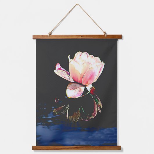 Hout met wandbekleding met waterLily Design Hangend Wandkleed (Voorkant)