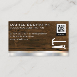 Hout Metaal Zaag Hamer QR Barcode Sjabloon Visitekaartje