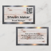 Hout | Metalen Afwerking | QR Code Visitekaartje (Voorkant / Achterkant)