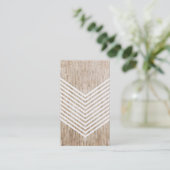 Hout minimalistisch chevron visitekaartje (Staand voorkant)