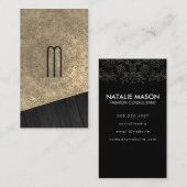 Hout Monogram met Mandala Patroon Visitekaartje (Voorkant / Achterkant)